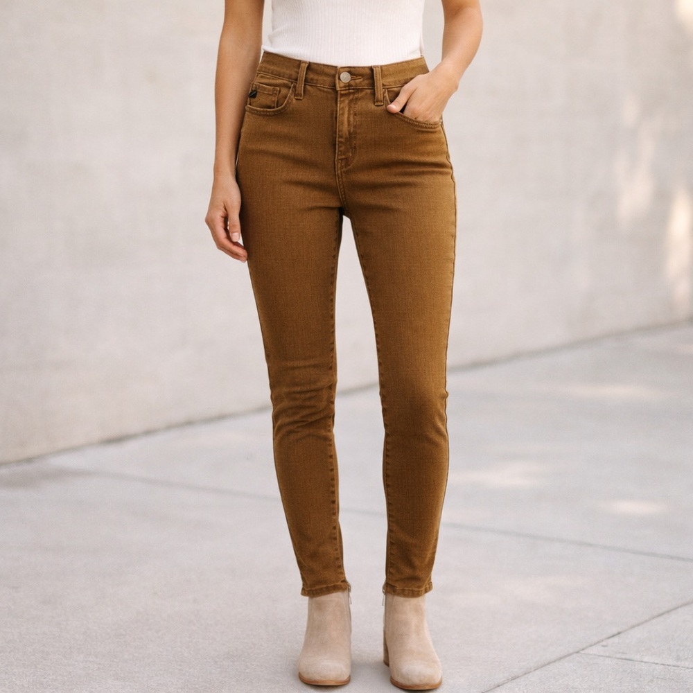 KanCan High-Rise Skinny Jeans Mustard Brown Stretch Denim Size 24 NWOT
